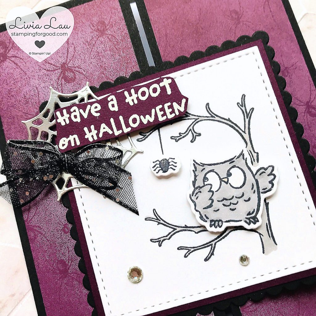 Have A Hoot Halloween Spider Gatefold Card Close Up